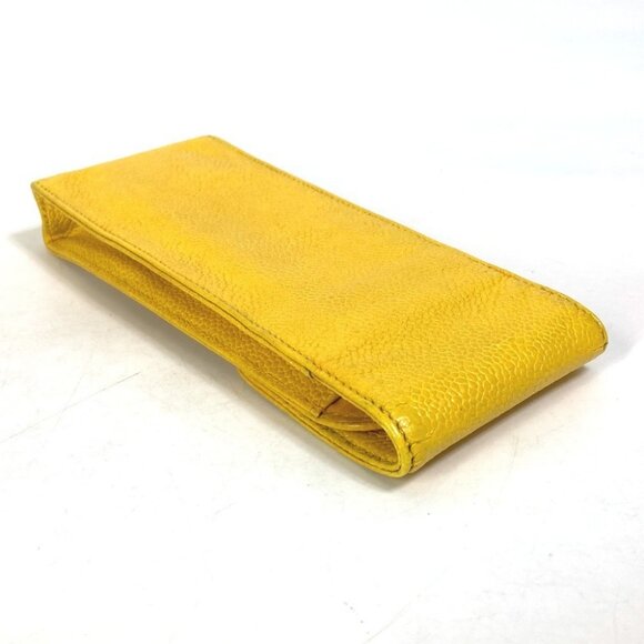 CHANEL Pouch CC Accessory case pen case glasses case Caviar Leather yellow - Picture 4 of 13